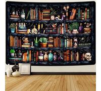 Uspring Magical Book Tapestry - Arazzo da parete con teschio gotico e gatto nero, stile vintage, da appendere alla parete, per camera da letto, decorazione per la casa (130 x 150 cm)