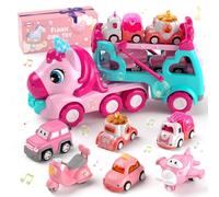 usrela Giochi Bambina 1 2 3 Anni, 7 in 1 Camion Giocattolo per Bambini 3 4 5 Anni Bambina, Regalo Macchinine per Bambini 3-5 Anni Ragazze, Camion Macchinine con Suoni e Luci