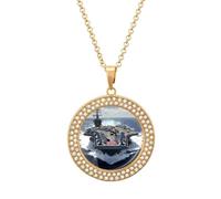 Uss Aircraft Carrier collana per le donne gioielli regolabile ciondolo per mamma, moglie, fidanzata regali, Misura unica, Metallo
