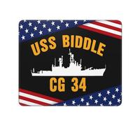 USS Biddle CG 34 Dlg-34 Tappetini Mouse Soffice Mousepad Antiscivolo Tappetini per Il Mouse per Gioco Casa Lavoro 25X30Cm