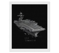 USS Enterprise CV 6 WWII Aircraft Carrier Kit per pittura a mosaico rotondo completo a punto croce immagini artistiche per la decorazione della parete della casa 40,6 x 50,8 cm