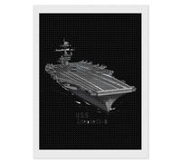 USS Enterprise CV 6 WWII Aircraft Carrier Kit per pittura a mosaico rotondo completo a punto croce immagini artistiche per la decorazione della parete della casa 30,5 x 40,6 cm