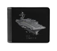 USS Enterprise CV 6 WWII Aircraft Carrier Portafoglio da uomo Bifold Slim Cash Card Holder Borsa in pelle