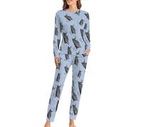 USS Enterprise CV 6 WWII Aircraft Carrier Womens Pigiama Set Lounge Manica Lunga Top E Pantaloni Morbido Sleepwear 2 Pezzi Pjs, Stile:, XL