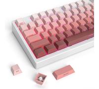 Ussixchare Set di copritasti rosa sfumati con stampa laterale, profilo Cherry, PBT, a doppio colpo, stile minimalista personalizzato, per tastiera meccanica (rosa cipria)