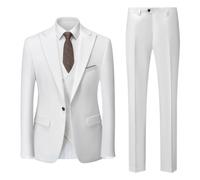 USTZFTB ompleto da uomo slim fit con risvolto a punta con un bottone, smoking per matrimonio, sposo, lavoro, banchetto, bianco, M