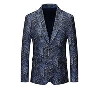 USTZFTBCL Giacca da uomo coreana slim fit un bottone jacquard business casual blazer banchetto MC smoking, As Show, L