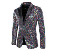 USTZFTBCL Tuta con paillettes da uomo performance palcoscenico smoking discoteca MC Foto Studio Giacca, As Show, M