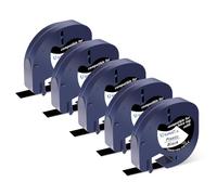 USUPERINK Confezione da 5 ricariche compatibili per Dymo Label Maker 913318 bianco su nero, nastro per etichettatrice in plastica, 12 mm x 4 m, per ricariche Dymo Letra 200B LT100H LT100T LT110T