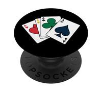 Usura di stile del casinò del poker delle carte da gioco di quattro assi per il tee PopSockets PopGrip Adesivo