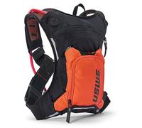 USWE Moto Hydro - Zaino idrico da 3 l con sacca d'acqua da 2,0 l, zaino di fascia alta, senza rimbalzo, per moto enduro e fuoristrada, nero e arancione