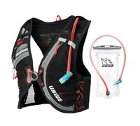 USWE Rush - Gilet idrico da 8 l, con cinghie pettorali regolabili, sacca idrica da 2,0 l, per mountain bike, ghiaia e ciclismo con dettagli riflettenti, uomo e donna (nero/grigio, L)