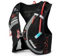 USWE Rush - Gilet idrico da 8 l, con cinghie pettorali regolabili, sacca idrica da 2,0 l, per mountain bike, ghiaia e ciclismo con dettagli riflettenti, uomo e donna (nero carbonio, S)