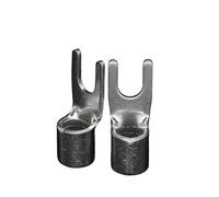 UT6-4/5/6/8/10 6mm2 Cavo di collegamento in rame Piastra a U Forcella Connettore elettrico Capocorda a forcella Terminale a crimpare non isolato(UT 6-5 (Copper),Quantity-10Pieces)