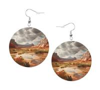 Utah Desert Wonders - Orecchini rotondi con ciondolo, 2 pezzi, eleganti e leggeri, per donne e ragazze, taglia unica, in pelle, senza pietre preziose