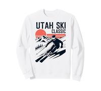 Utah Ski Classic Vintage Sci Amante Sci Tramonto Grafica retrò Felpa