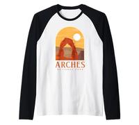 Utah Vintage Retro Hiking Camping Arches National Park Maglia con Maniche Raglan