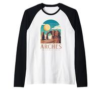 Utah Vintage Retro Hiking Camping Arches National Park Maglia con Maniche Raglan