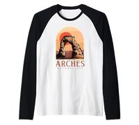 Utah Vintage Retro Hiking Camping Arches National Park Maglia con Maniche Raglan