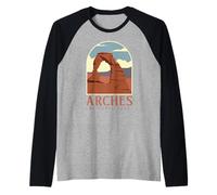 Utah Vintage Retro Hiking Camping Arches National Park Maglia con Maniche Raglan