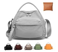 Utaseti Veluna Borsa a tracolla Veluna, borsa a tracolla da donna, grande capacità, solida con cerniera, per pendolari, viaggi, Grigio, All-match