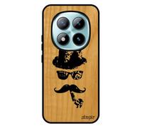 utaupia Cover Baffi per Redmi Note 15 Pro 5G in Legno Silicone personalizzato Portatile Charlie Chaplin Pipe Vintage Cappello Melone per Xiaomi