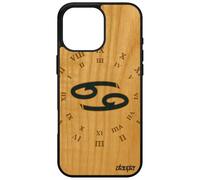 utaupia Cover con segno cancro per iPhone 16 Pro Max in legno silicone stelle universo custodia astrologia regalo di compleanno dello Zodiaco frassino