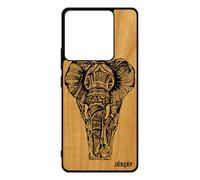 utaupia Cover in Legno per Xiaomi Redmi Note 13 Pro 5G Silicone Elefante azteco Nero Tribale di Protezione dell'Asia Animali Etnico Nero e Bianco