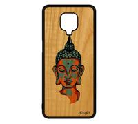 utaupia Cover in legno per Xiaomi Redmi Note 9 Pro Silicone Buddha Nero Arancione Bella Tibet Custodia Zen Diario Ritratto Uomo Illustrazione Mobile