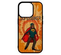 utaupia Cover in vero legno in silicone per iPhone 14 Pro Super Biker Biker Orange BD Testo Heros di Protezione Umorismo Drole Comics