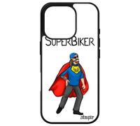 utaupia Cover per iPhone 16 Pro Silicone Super Biker Biker Caso Drole Nero Disegno Personalizzato Umorismo Comico Bianco Testo Eroe
