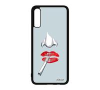 utaupia Cover per Samsung A70 in silicone da donna con bocca e sigaretta rossa, custodia per bacio fatale, arte rigida, a buon mercato, per donna, amore, colore: nero