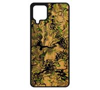 utaupia Cover per Samsung Galaxy A12 Legno Silicone Marmo Forma Modello Telefono Ondulato Originale Fondo Pittura Verde Protezione Fatto a Mano Effetto