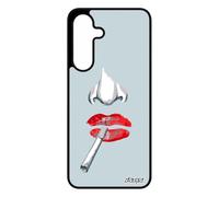 utaupia Custodia per Samsung S25 FE in silicone da donna personalizzata con sigaretta bocca custodia rossa, bacio amore donna fatale arte per Galaxy