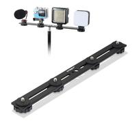 UTEBIT 13'' Dual Flash Bracket, Barra Flash in Alluminio con Vite da 1/4'' e 3/8'' Staffa Flash per Fotocamera con Doppia Slitta a Contatto Caldo per Fotocamera DSLR, luce LED, Microfono