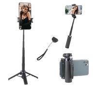 UTEBIT Bastone Selfie per Phone, 4 in 1 Selfie Stick Monopiede Estensibile Mini Treppiede per Smartphone con Telecomando Wireless Rimovibile per iPhone 16 15 14 Pro Max, per Samsung, per Android