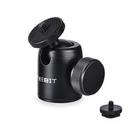 UTEBIT Mini Testa a Sfera per Treppiede 24mm, Rotazione 360°, Vite 1/4", Foro Filettato 3/8", Adattatore Slitta Hot Shoe con Vite 1/4", Max 5kg, per Fotocamere, Treppiedi, Flash