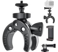 UTEBIT Supporto GoPro per Bicicletta Supporto Fotocamera Motociclo, Supporto Telefono Bicicletta con Manubrio Regolabile Girevole a 360°, Morsetto Treppiede per Action Cameras Cellulare