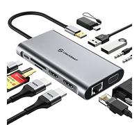 UtechSmart - Docking station USB 11 in 1 con triplo display, USB 3.0, docking station per laptop con doppia HDMI, VGA, PD, Ethernet, SD/TF, USB 3.0, microfono/audio, compatibile con MacBook M1, Dell