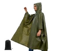 UTEFIF 3 in 1 Multifunzionale Poncho Impermeabile, Poncho antipioggia impermeabile Unisex,con borse portaoggetti, campeggio all'aperto, biciclette, escursioni e pesca - Verde militare
