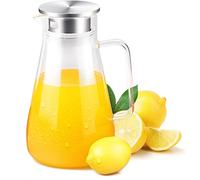 Uten 1.8 litri 61 Once caraffa vetro con Manico In Cristallo E Coperchio In Acciaio Inossidabile, Per adatto per latte, vino rosso, acqua fredda, succhi di frutta, caffè caldo, bevande ghiacciate