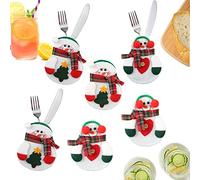 Uten 6 Pezzi Portaposate Natalizie, Borsa da Tavola Natalizia Decorazioni, Set Portaposate Natalizie da Pupazzo di Neve Natale Tasche Posate per Forchetta Cucchiaio Decorazione della Tavolo di Natale