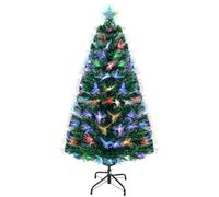 Uten Albero di Natale artificiale da 120 cm, con luci LED multicolori integrate, 125 punte in PVC, pre-illuminato con supporto in metallo