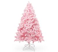 Uten Albero di Natale artificiale rosa, abete artificiale a forma di fiocco di neve da 150 cm, con 480 punte di rami e supporto pieghevole, per decorazioni natalizie da interno ed esterno