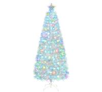 Uten Albero di Natale bianco 120 cm in fibra ottica, 125 punte, luci LED 7 colori, base in metallo, rami in PVC, decorazione interna