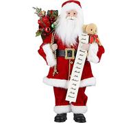 Uten Babbo Natale in Piedi Figura con Sacchetto Regalo e Orso, 43 cm/17 Pollici Babbo Natale Ornamenti Natalizi Decorazione Domestica Bambola di Natale