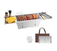 Uten Barbecue Carbonella Portatile e Pieghevole, BBQ Tavolo per Giardino | Non è Richiesta Alcuna Installazione, Acciaio Inox con Borsa per il Trasporto, Spiaggia, Campeggio, Escursionismo (S)