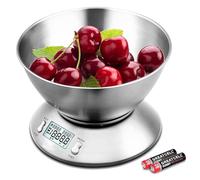 Uten Bilancia Cucina Digitale, Bilancia con Ciotola in Acciaio Inossidabile Alta Precisione Display LCD 5kg 2 Litri, Colore Argento