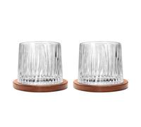 Uten Calice da Acqua Rotante, 275 ML/10 OZ Bicchiere Whisky Cristallo, Sottobicchiere in Bambù, Sensazione Spessa, Coppa da Rum Vetro Latte, Relax e Decompressione, 2 Bicchiere