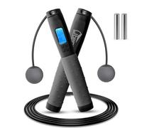 Uten Corda per Saltare Senza Cordone, Corda Salto Regolabile con Timer, Calorie Conta Elettronico LCD, Fitness/Perdita di Peso/Boxe/Altezza Lunga, Corda per Saltare Smart per l'Uomo Donna Bambini
